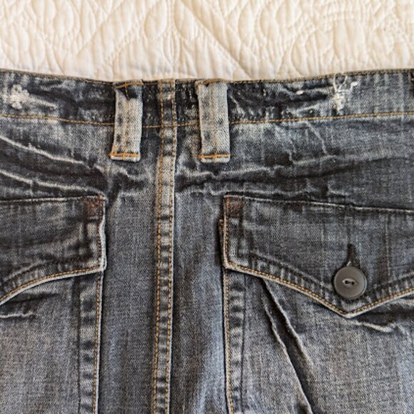 Denim skirt w Leather details- Made in Italy Size Small - Picture 14 of 16